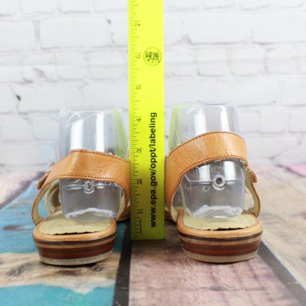 Latigo Jeepers Brown Gold Leather Ankle Strap Flat Sandals Size 9.5 M - Picture 8 of 9